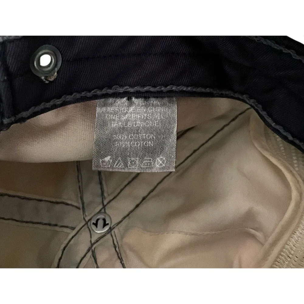 True Religion Men's Adjustable Leather Strapback Distressed Thick Stitch Hat Cap
